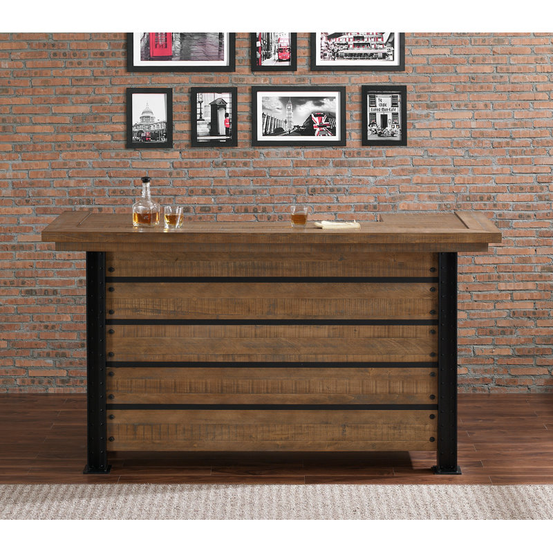 Loon Peak® Spring Grove Reclaimed Wood Home Bar with Wine Storage